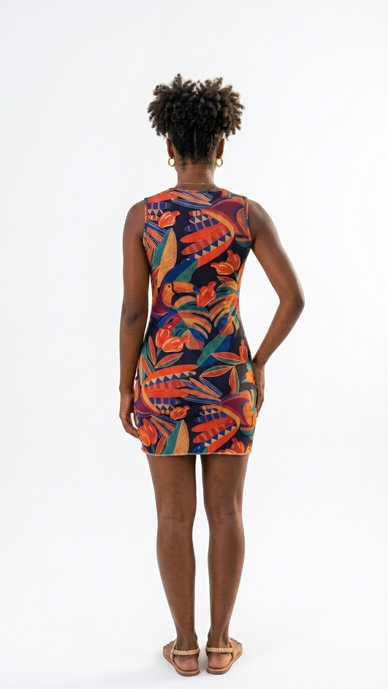 Vestido em malha estampado